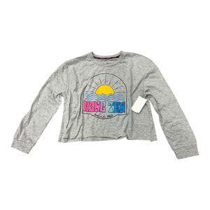 Hang Ten Gray Graphic Cropped Pullover 14 Teens